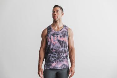 Nobull Tie-Dye Men's Tank Tops Pink Black | Australia (LR2859)